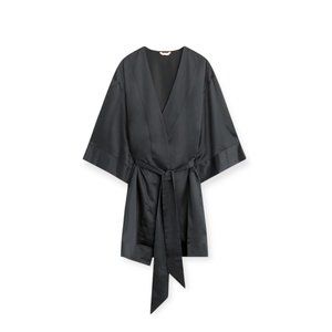 NEW ThirdLove Black Satin Kimono-Style Robe